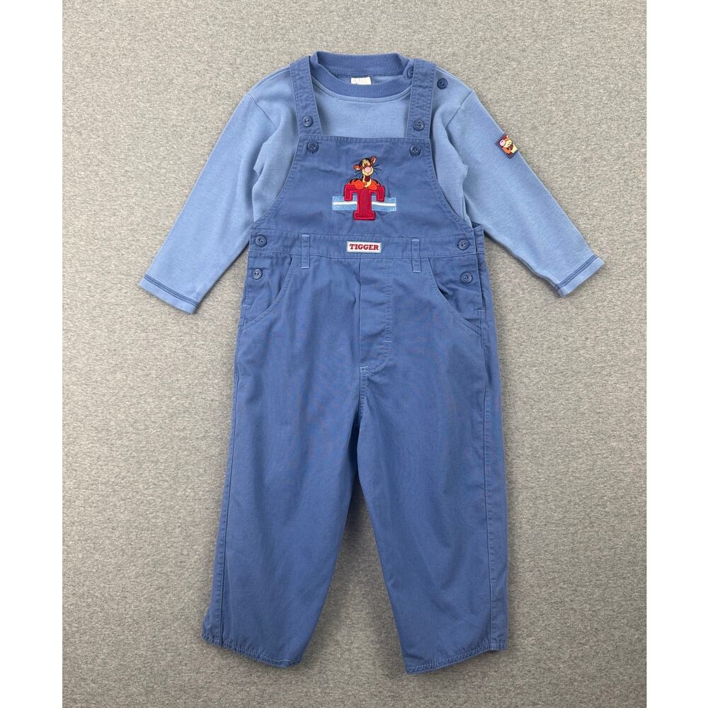 Disney Winnie the Pooh Tigger Overalls Embroidered 18-24 M Blue Toddler Baby Set